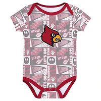 Newborn Red Louisville Cardinals Sunday Comics 3-Pack Bodysuit Set