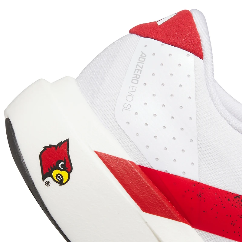 Chaussures de course unisexes adidas Adizero Evolution SL blanches des Louisville Cardinals