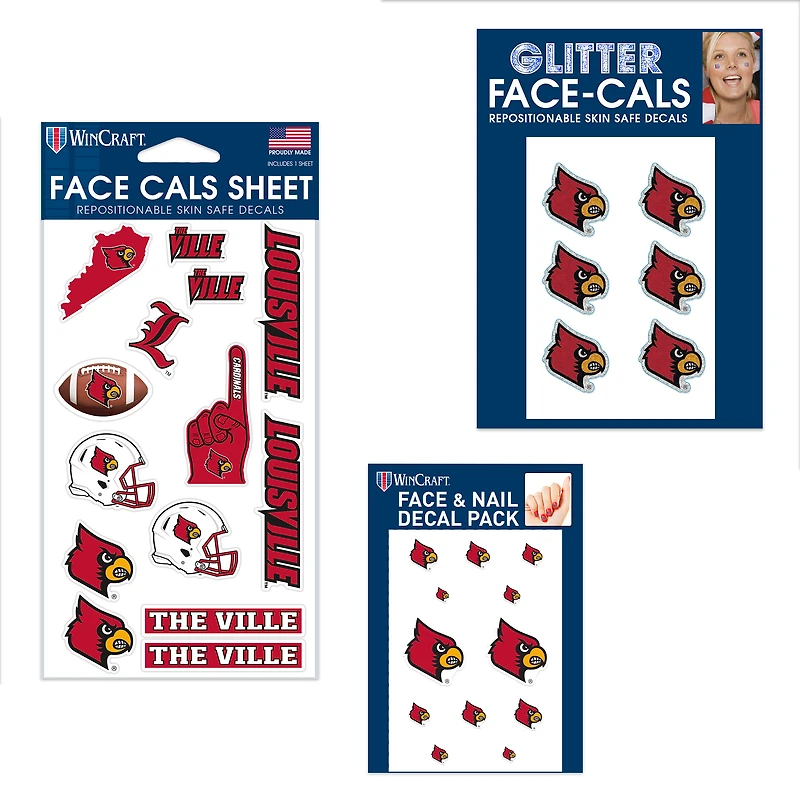 Ensemble de tatouages sans eau WinCraft Louisville Cardinals 4" x 7"