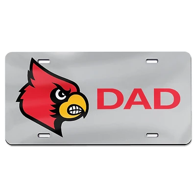 Plaque d'immatriculation WinCraft Louisville Cardinals Dad en acrylique découpé au laser