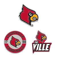 Ensemble de trois broches de pin WinCraft Louisville Cardinals