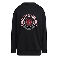 Women's adidas Black Louisville Cardinals Oversized Crewneck Pullover