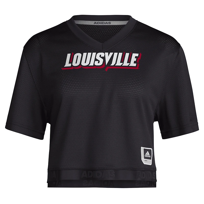 Maillot court à col en V Primegreen noir des Louisville Cardinals pour femme adidas