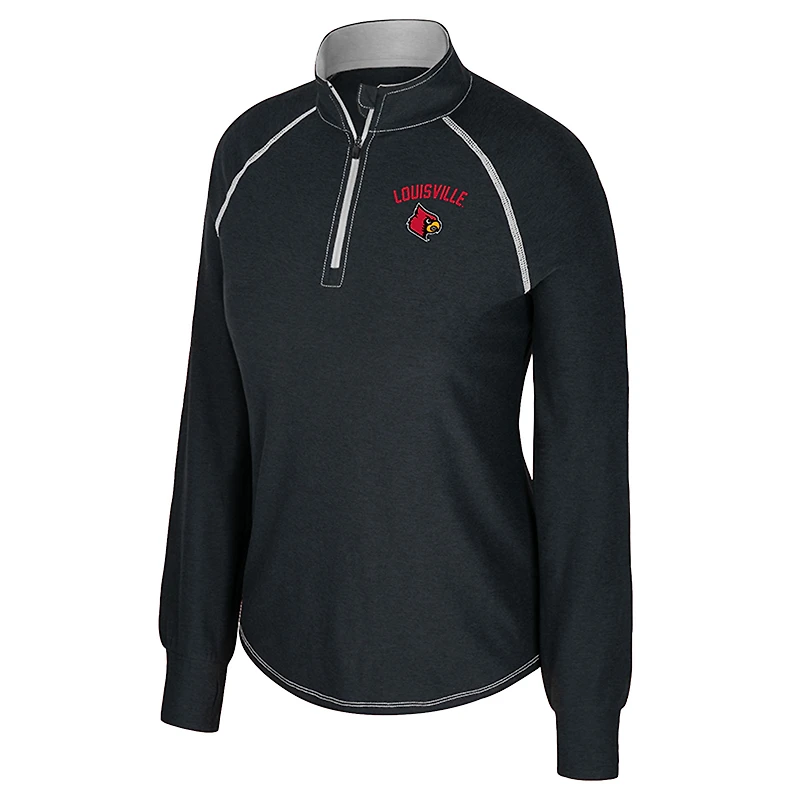 Haut raglan Colosseum noir pour femme des Cardinals de Louisville Bikram à fermeture éclair quart tour
