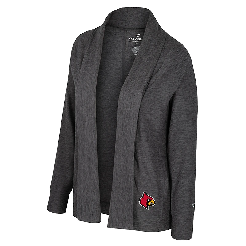 Women's Colosseum  Charcoal Louisville Cardinals Dash Cardigan