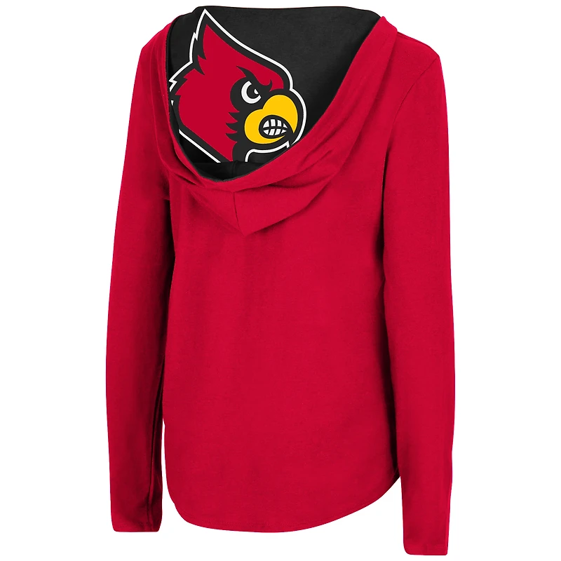 Women's Colosseum Red Louisville Cardinals Catalina Hoodie Long Sleeve T-Shirt