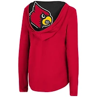 Women's Colosseum Red Louisville Cardinals Catalina Hoodie Long Sleeve T-Shirt