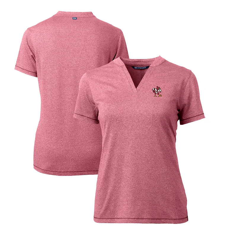 Haut à col en V extensible Forge Blade pour femme, Cutter & Buck, rouge, des Cardinals de Louisville