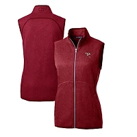 Women's Cutter & Buck Red Louisville Cardinals Mainsail Basic Sweater-Knit Full-Zip Vest