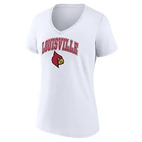 Women's Fanatics White Louisville Cardinals Campus V-Neck T-Shirt