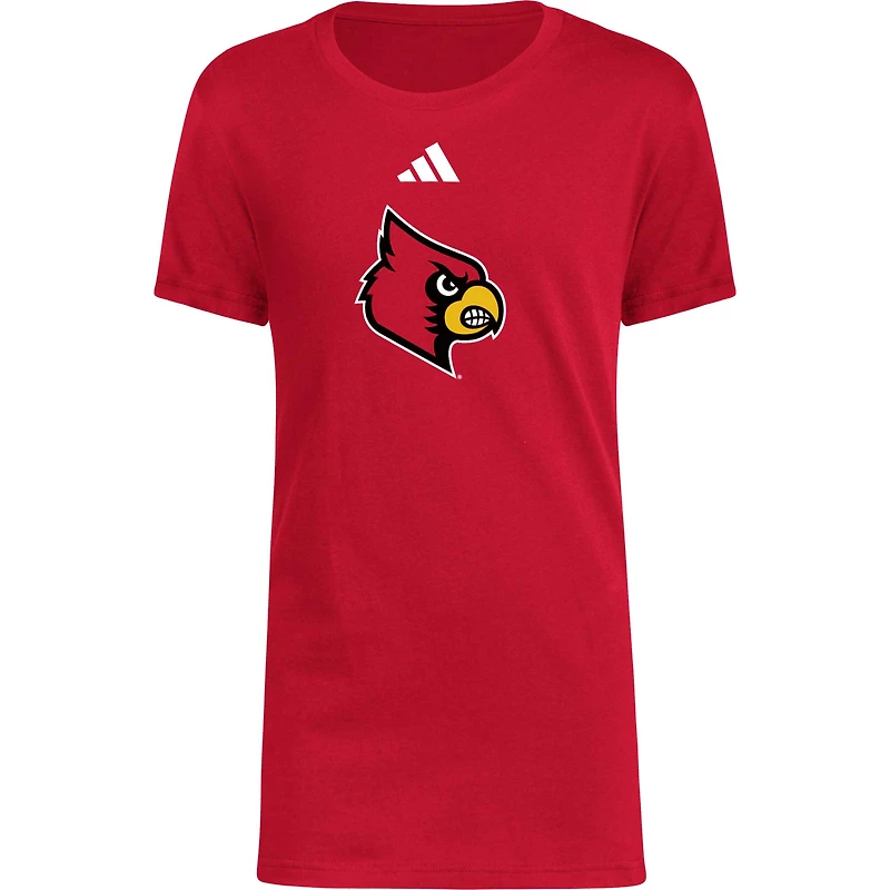T-shirt rouge adidas Louisville Cardinals 2023 Sideline Locker Room Logo Fresh pour jeune