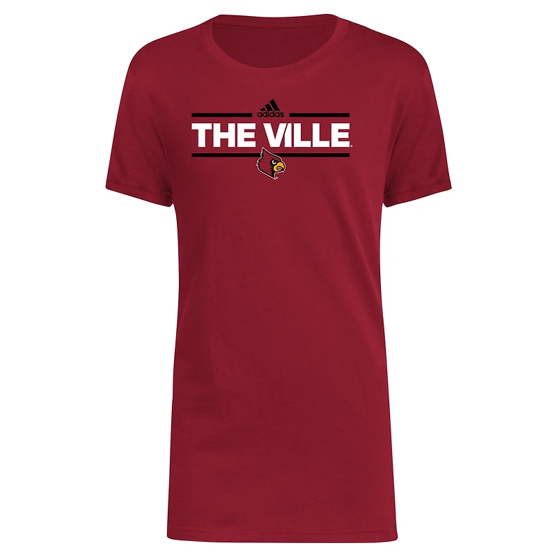 T-shirt adidas rouge Louisville Cardinals Basic Dassler pour jeunes