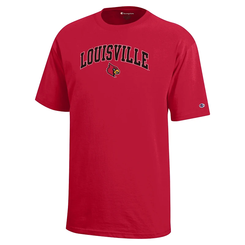 T-shirt rouge champion des jeunes Cardinals de Louisville avec logo en forme d'arche