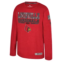 T-shirt à manches longues Oorah d'appréciation militaire OHT du Youth Colosseum Heather Red Louisville Cardinals