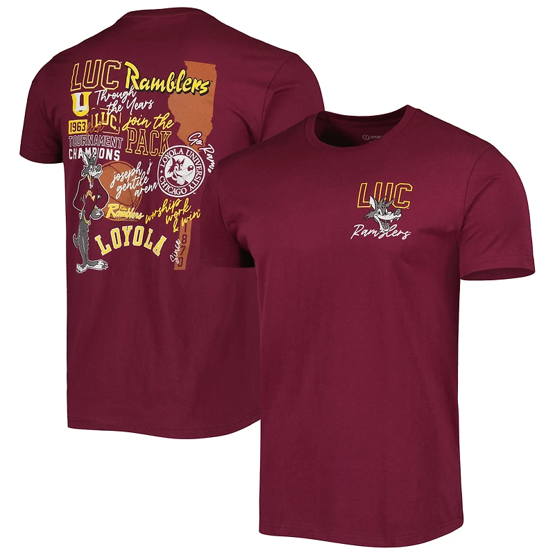 T-shirt bordeaux Loyola Chicago Ramblers à travers les années pour homme