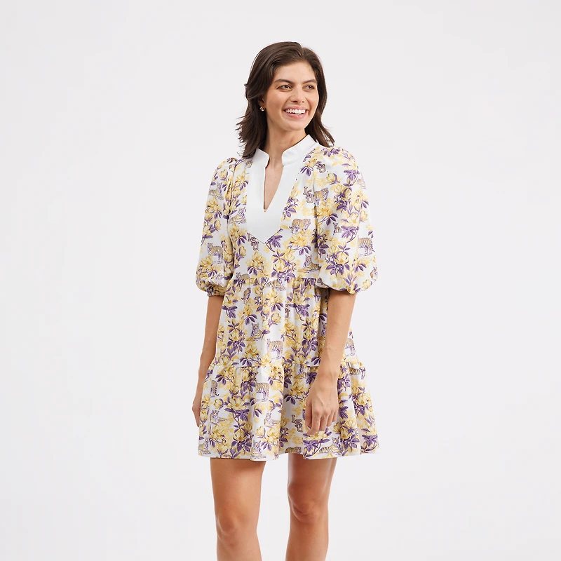 Smith & Quinn Purple LSU Tigers Tory Tiered Dress
