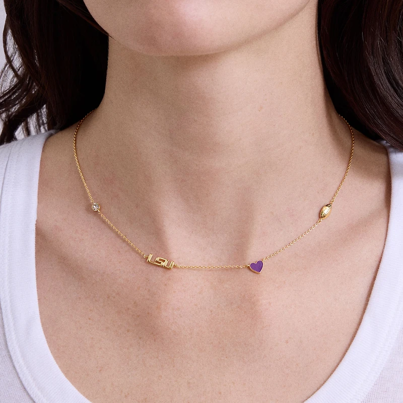 Collier à breloques espacées délicates BaubleBar LSU Tigers
