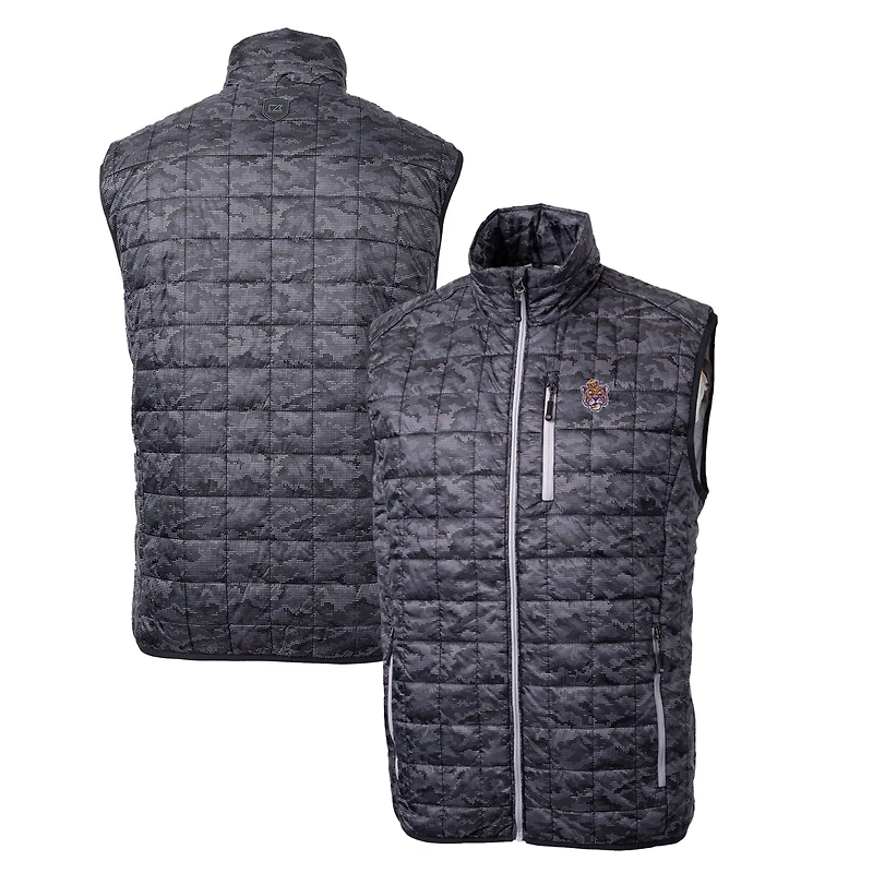 Veste matelassée entièrement zippée et isolante Rainier PrimaLoft Eco noire avec logo de l'équipe principale des LSU Tigers Cutter & Buck