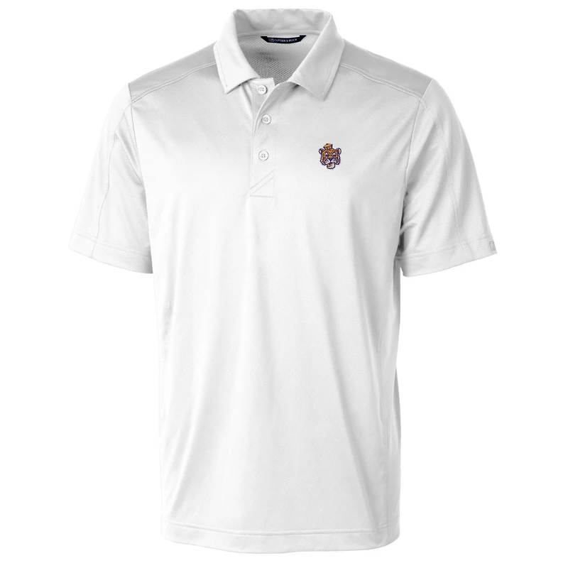 Polo extensible texturé Cutter & Buck White LSU Tigers, logo principal de l'équipe, modèle Prospect
