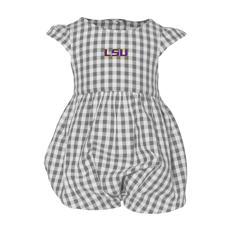 Body à volants carreaux vichy Cara pour fille, gris, motif LSU Tigers