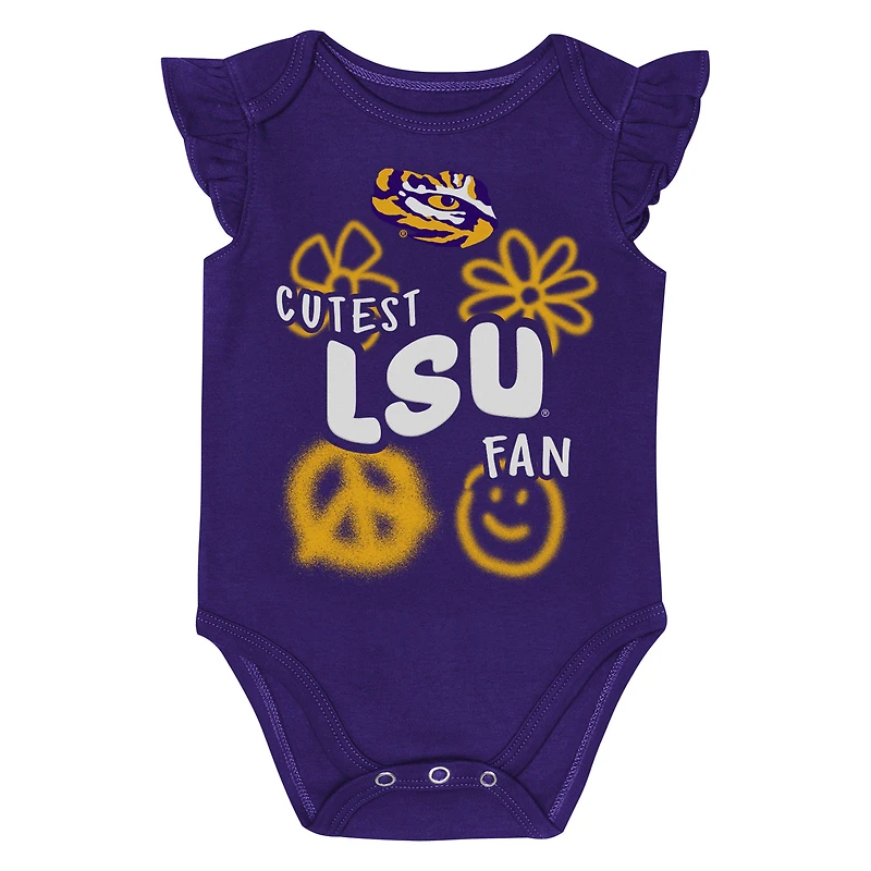 Ensemble deux pièces pour nouveau-né et nourrisson fille, combinaison Little Sunshine violet/doré des Tigers de LSU