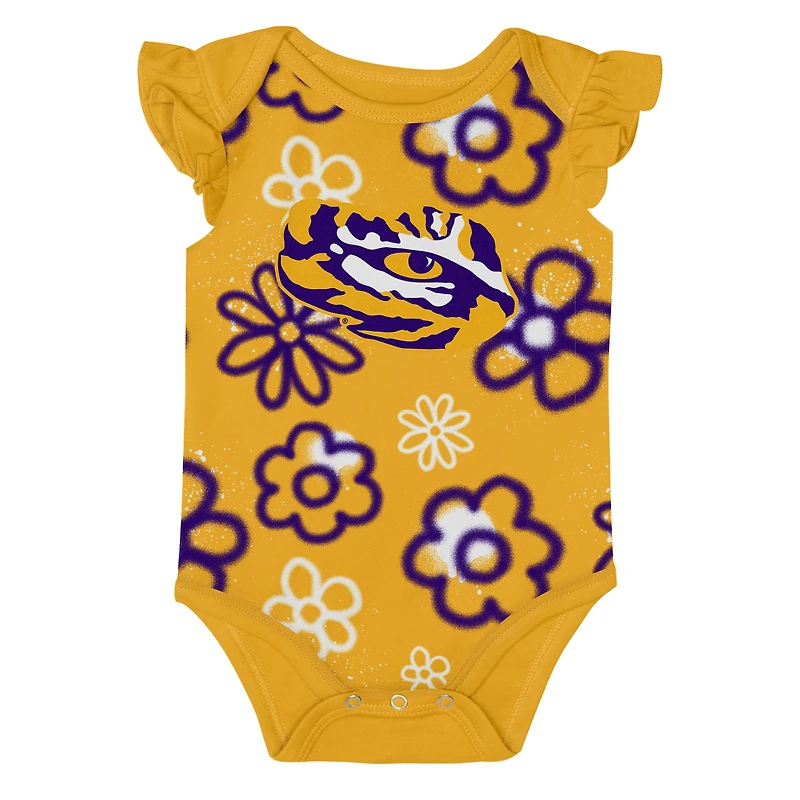 Ensemble deux pièces pour nouveau-né et nourrisson fille, combinaison Little Sunshine violet/doré des Tigers de LSU