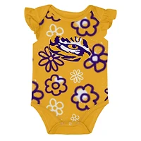 Ensemble deux pièces pour nouveau-né et nourrisson fille, combinaison Little Sunshine violet/doré des Tigers de LSU