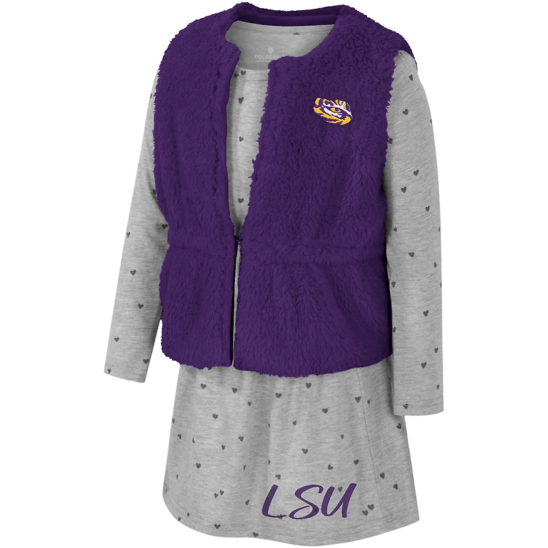 Ensemble gilet et robe Colosseum Purple LSU Tigers Meowing pour filles