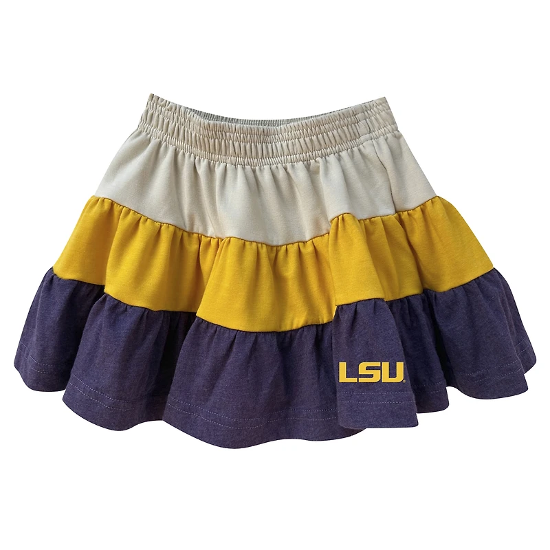 Ensemble sweat à capuche zippé sans manches et jupe volants pour filles Wes & Willy Tan LSU Tigers