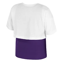 Girl's Youth Colosseum  White LSU Tigers Gale Cropped 2Fer Top