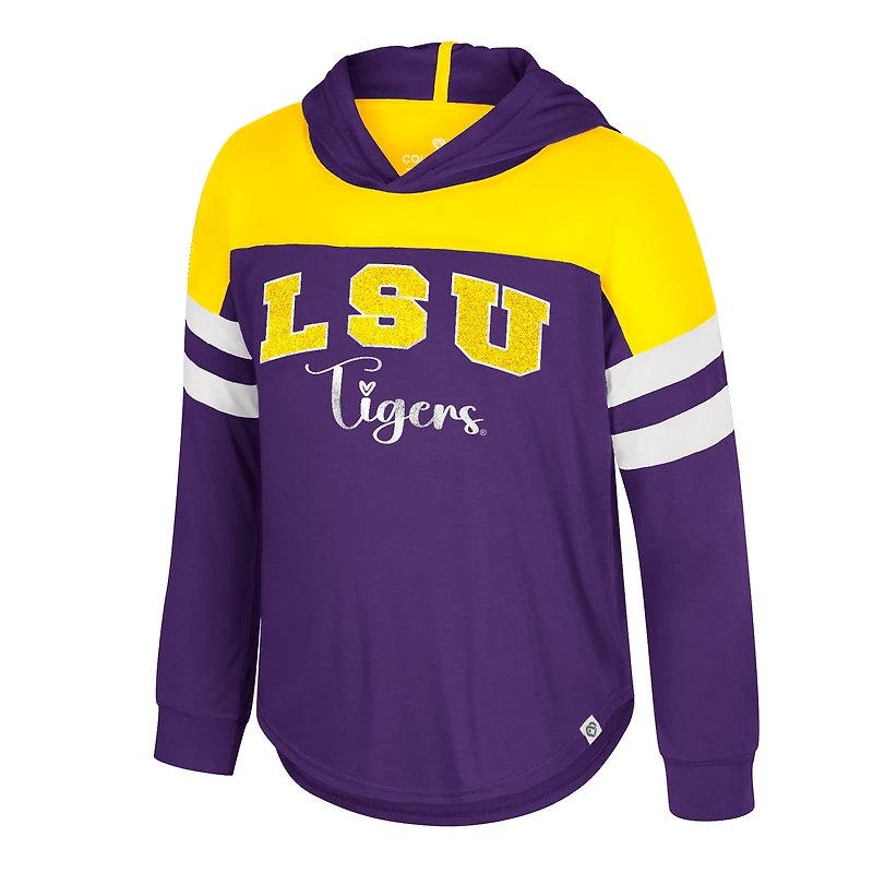 Girls Youth Colosseum Purple LSU Tigers Reflection Hoodie Long Sleeve T-Shirt