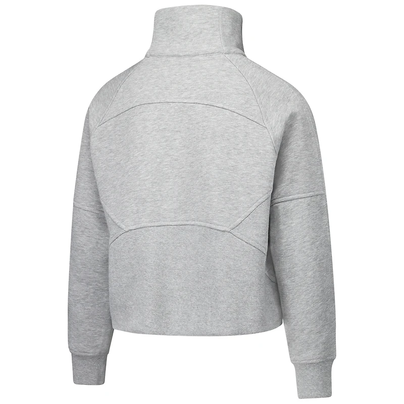 Sweat-shirt court en polaire à demi-zip gris LSU Tigers Dawn Raglan pour filles