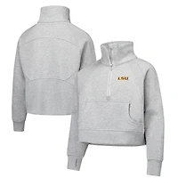 Sweat-shirt court en polaire à demi-zip gris LSU Tigers Dawn Raglan pour filles