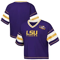 T-shirt col V violet pour jeunes filles Outerstuff LSU Tigers Gridiron Jersey