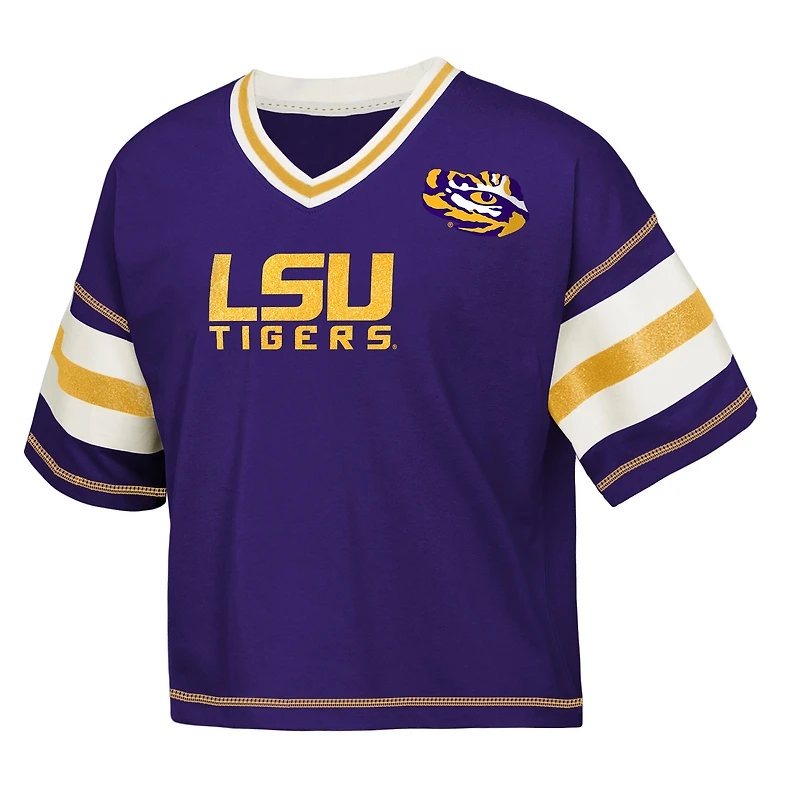 Girls Youth Outerstuff Purple LSU Tigers Gridiron Jersey V-Neck T-Shirt