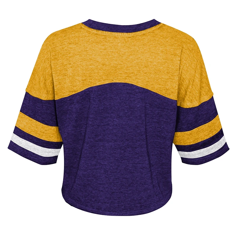 Girls Youth Purple LSU Tigers Sunday Friday Sleeve Stripe Jersey T-Shirt