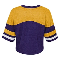 Girls Youth Purple LSU Tigers Sunday Friday Sleeve Stripe Jersey T-Shirt