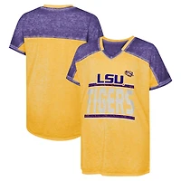 Girls Youth Purple LSU Tigers Up for Anything Colorblock Dolman V-Neck T-Shirt