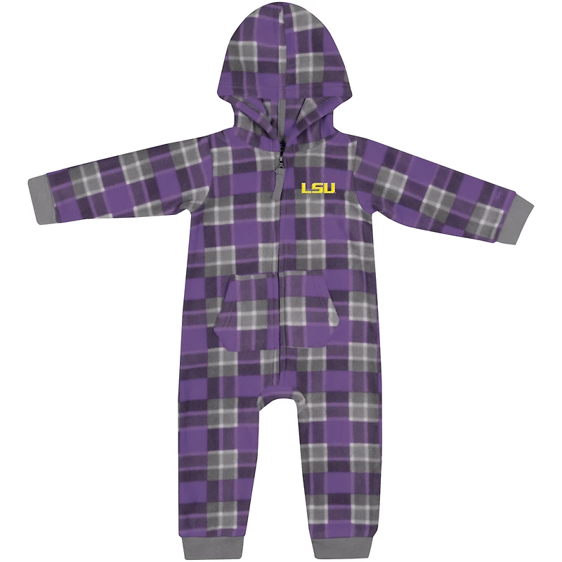 Pull à capuche manches longues et fermeture éclair intégrale pour bébé Colosseum Purple LSU Tigers