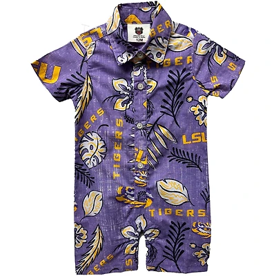Barboteuse florale vintage Wes & Willy Purple LSU Tigers pour bébé
