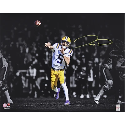 Jayden Daniels LSU Tigers Autographed 16" x 20" Throwing Spotlight Photograph  