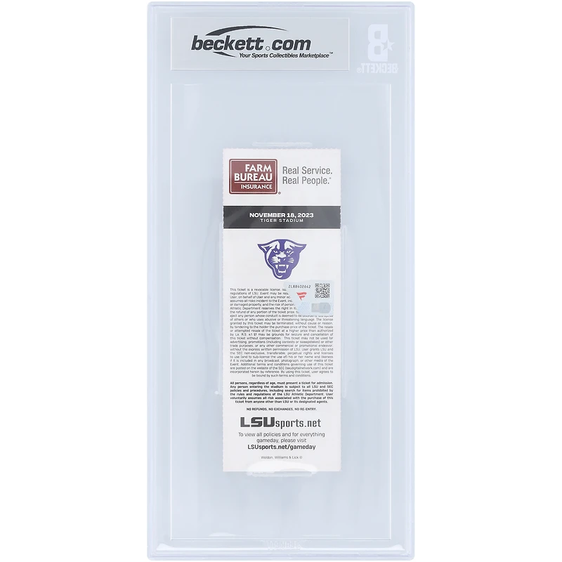 Jayden Daniels LSU Tigers Autographed 509 Total Yards, 8 Total Touchdown Game Beckett Fanatics Witnessed Authenticated Mint 9 Ticket from November 18, 2023