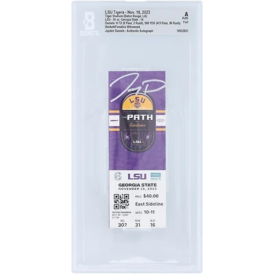 Jayden Daniels LSU Tigers Autographed 509 Total Yards, 8 Total Touchdown Game Beckett Fanatics Witnessed Authenticated Ticket from November 18, 2023 