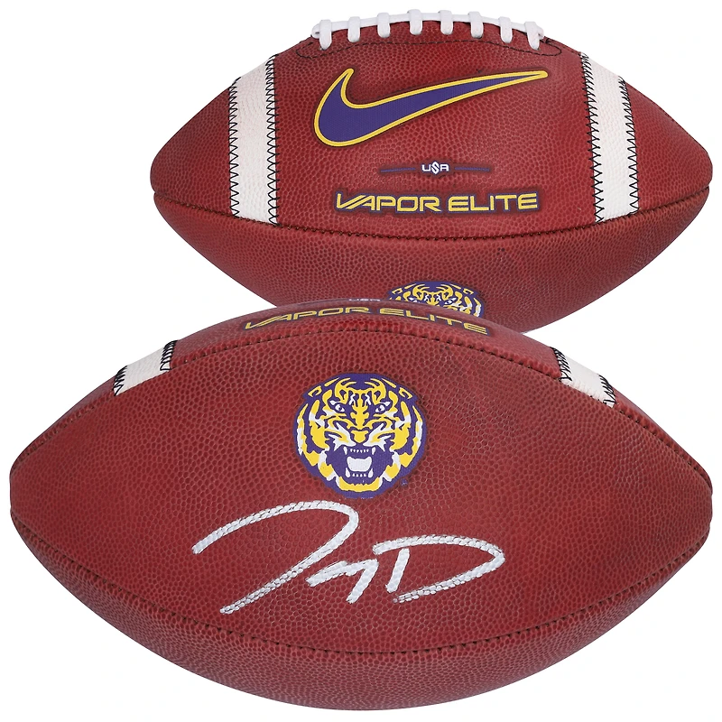 Ballon de football Nike Elite autographié par Jayden Daniels des LSU Tigers