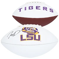 Ballon de football blanc dédicacé par Jayden Daniels des LSU Tigers