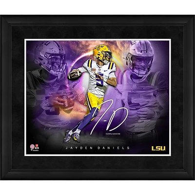 Collage de signatures en fac-similé de Jayden Daniels LSU Tigers, 16" x 20" encadré, Stars of the Game