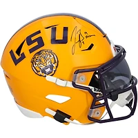 Casque Riddell Speed ​​Flex Mid-Size autographié par Joe Burrow (LSU Tigers) avec inscription « 19 Heisman ».