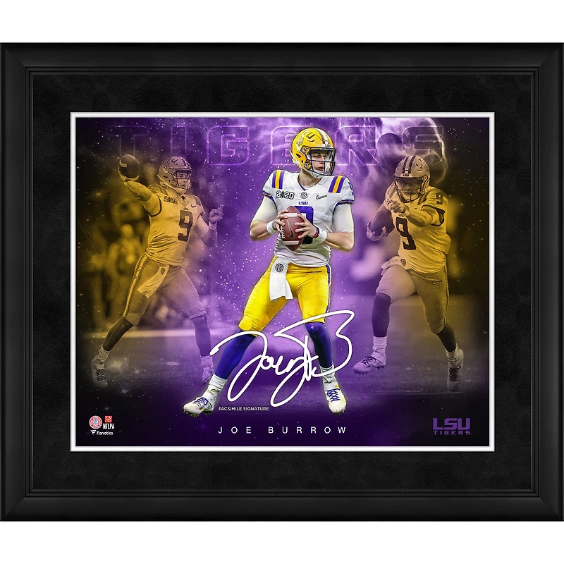 Collage de signatures en fac-similé de Joe Burrow LSU Tigers, 16" x 20" encadré, Stars of the Game