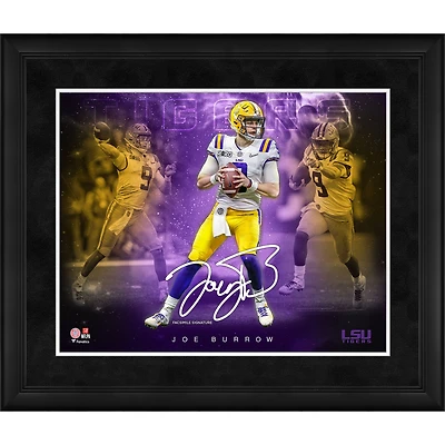 Collage de signatures en fac-similé de Joe Burrow LSU Tigers, 16" x 20" encadré, Stars of the Game