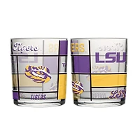 Ensemble de deux verres à whisky matelassés et teintés Logo Brands LSU Tigers de 35 cl
